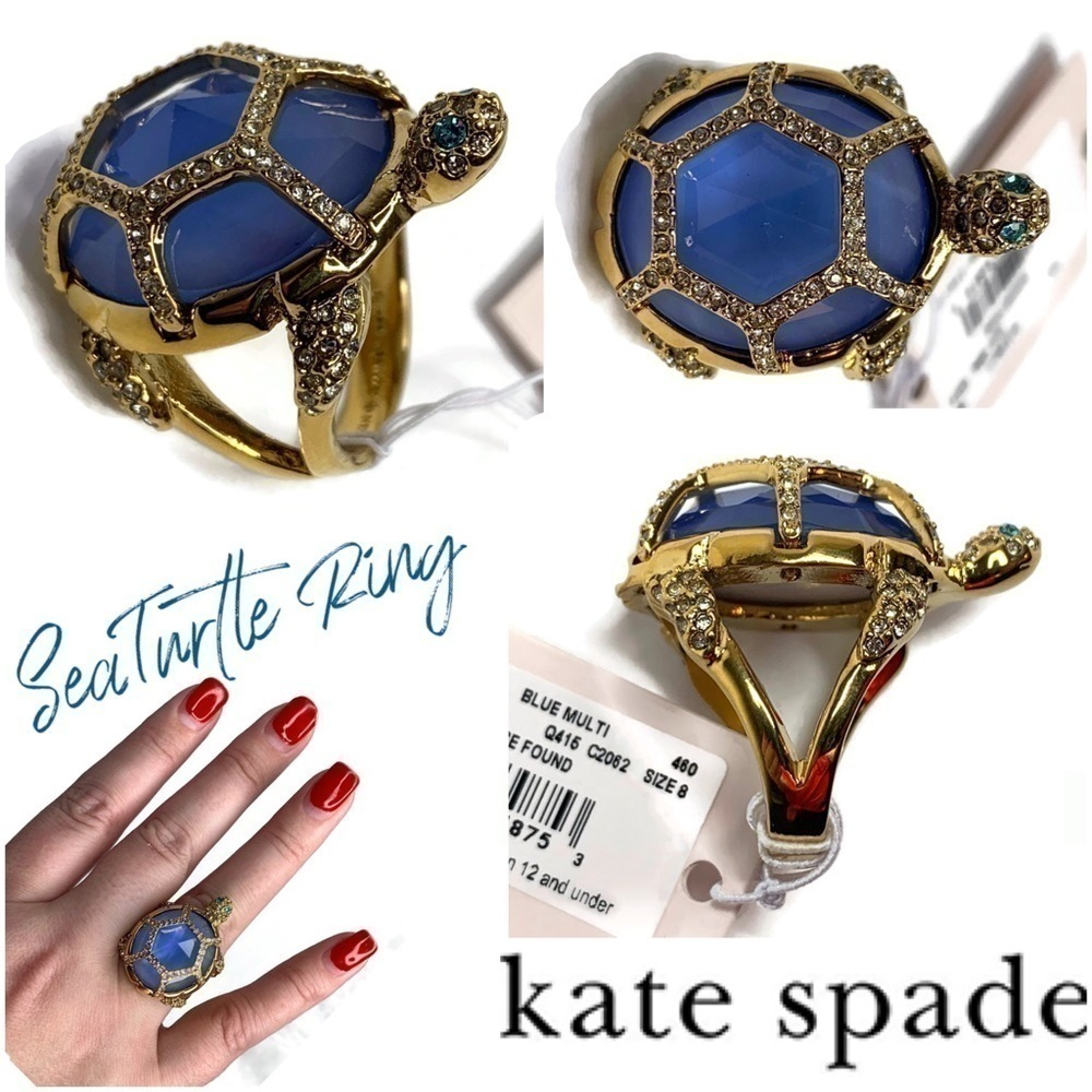 Kate Spade Turtle SeaTurtle Ring Size 8 NWT Blue